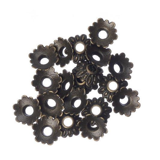 8mm Antique Brass Bead Caps 20/pk