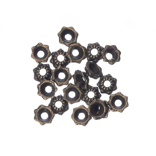 6mm Antique Brass Bead Caps 20/pk