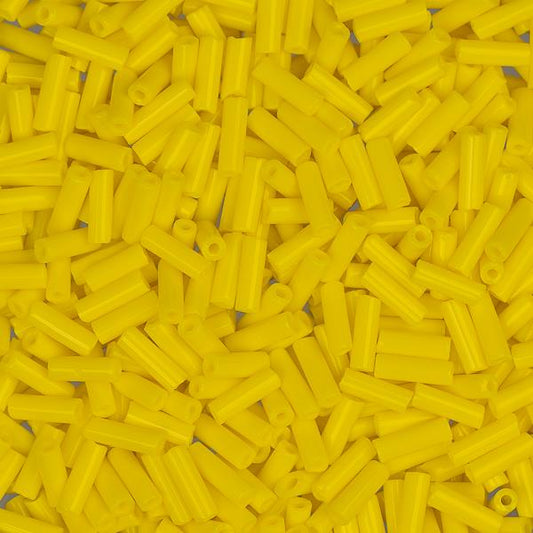 #3 Czech Bugle Beads Opaque Lemon Yellow 25g Bag