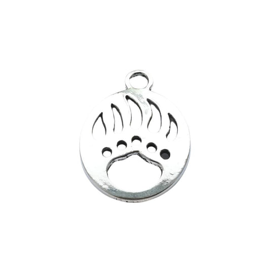 1 1/8" Antique Silver Bear Paw Pendant 5/pk