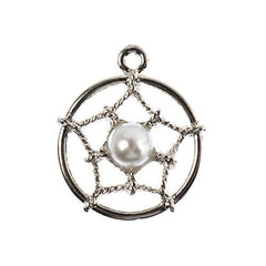 7/8" Silver Dream Catcher Charm with Pearl 1/pk