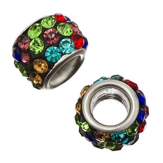 Barrel 12mm Rhinestone Bead, Multi Black 5/pk