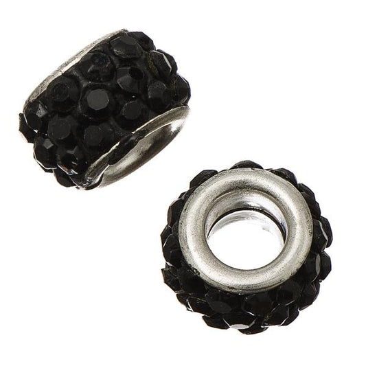 Barrel 12mm Rhinestone Bead, Black 5/pk