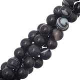 10mm Agate Striped Black (Natural/Dyed) Beads 15-16" Strand