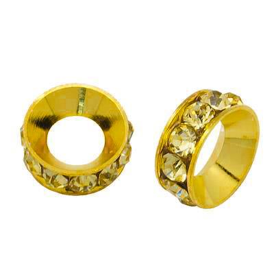 Spacer Rhinestone 10mm, Jonquil Gold Beads 10/pk