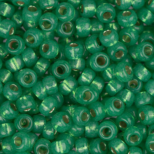 8/0 Miyuki Seed Beads #646 Silver Lined Green Alabaster 22g