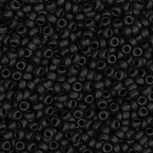 15/0 Miyuki Seed Beads #0401F Opaque Matte Black 22g