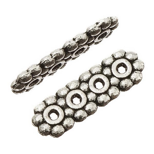 *Spacer Bar 4 Hole Metal, Antique Silver 50/pk