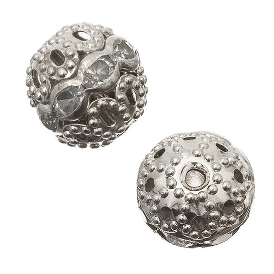 Round 10mm Rhinestone, Crystal Nickel Beads 10/pk