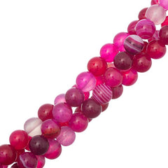 8mm Agate Striped Fuchsia (Natural/Dyed) Beads 15-16" Strand