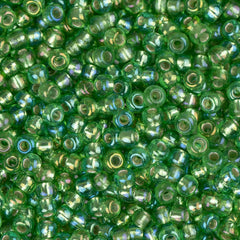 11/0 Czech Seed Beads #35063 Silver Lined Rainbow Green 23g