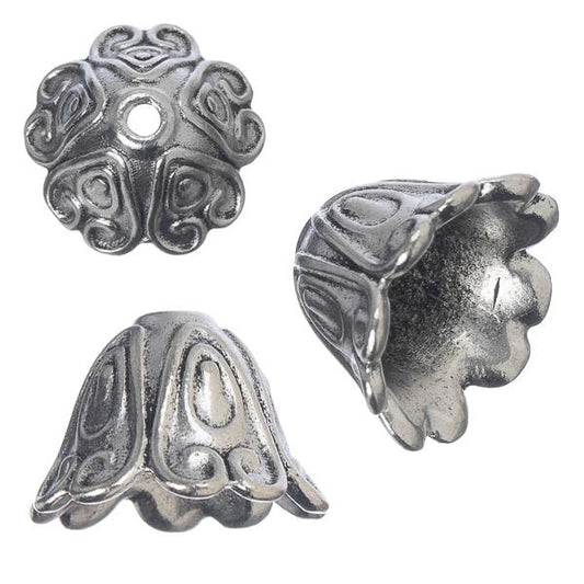 11x15mm Antique Silver Bead Caps 10/pk