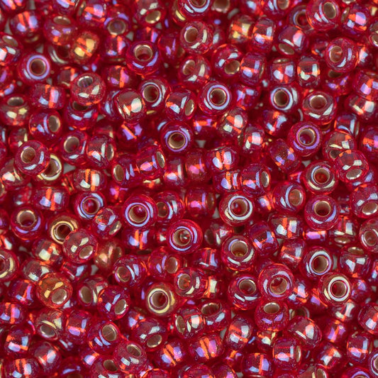 11/0 Miyuki Seed Beads #1010 Silver Lined Flame Red AB 22g