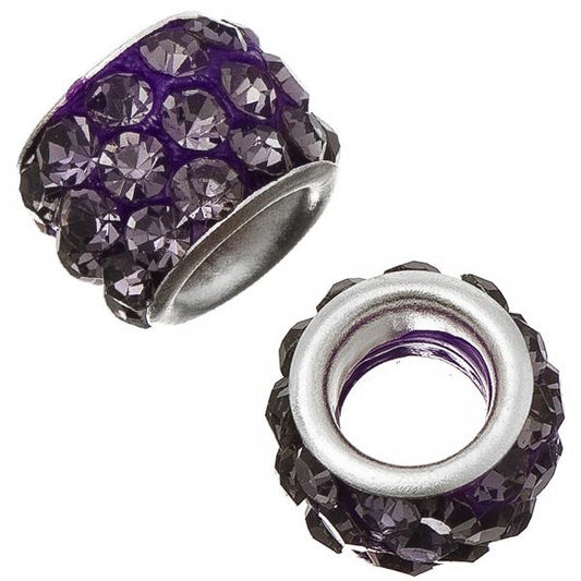 Barrel 12mm Rhinestone Bead, Dark Violet 5/pk