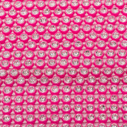 Plastic 2.4mm Neon Pink Rhinestone Banding by the Yard