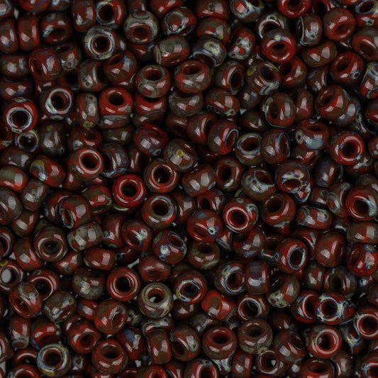 11/0 Miyuki Seed Beads #4513 Opaque Red Picasso 22g