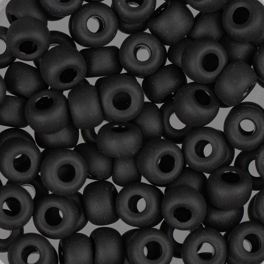 6/0 Miyuki Seed Beads #0401F Opaque Black Matte 22g