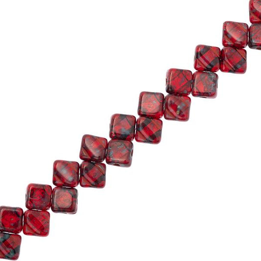*Czech Silky Beads 40/strand - Ruby Travertine