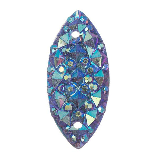 Royal Blue AB 9x20mm Navette Sew On Stone #9051-02 10/pk