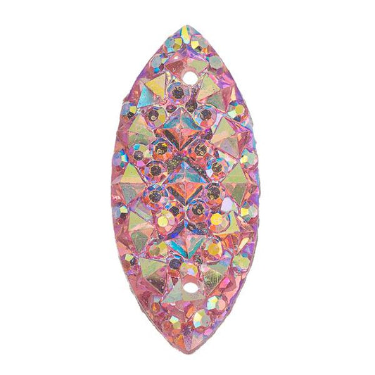 Pink AB 9x20mm Navette Sew On Stone #9051-06 10/pk