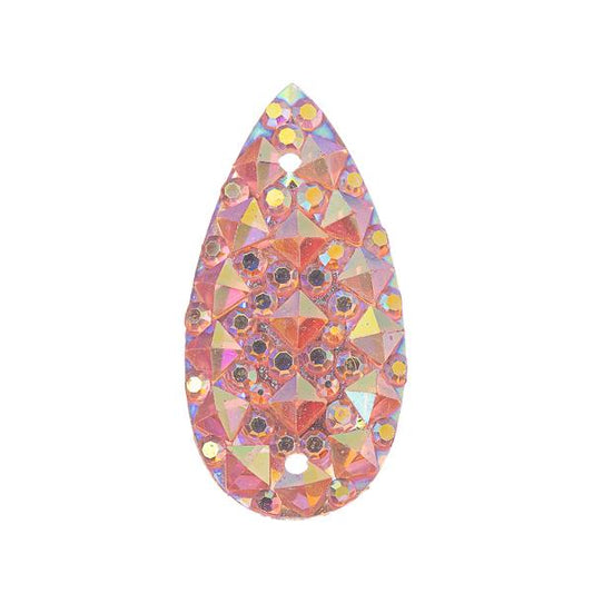 Pink AB 10x20mm Tear Drop Sew On Stone #9054-06 10/pk