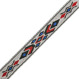 3/4" Embroidered Trim, White & Black 5ft/Pkg