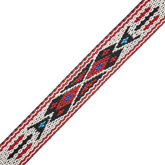 3/4" Embroidered Trim, White & Red 5ft/Pkg