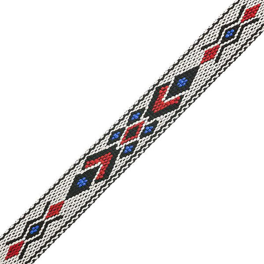 3/4" Embroidered Trim, White & Blue 5ft/Pkg