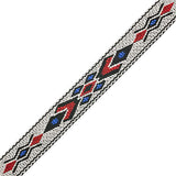 3/4" Embroidered Trim, White & Blue 5ft/Pkg