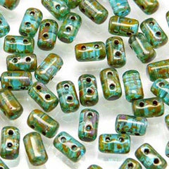 *Czech Rulla Beads Dark Aqua Travertine 22g