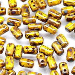 *Czech Rulla Beads Lemon Dark Travertine 22g